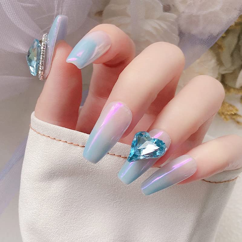 Miniatura 6 de 48 piezas de diamantes de imitación de uñas de diferentes formas, 12 estilos, cristales de vidrio 3D, diamantes de amor distorsionan el corazón,