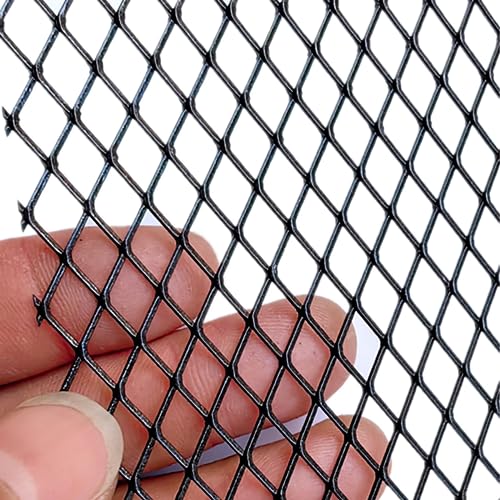 Image of Silver Universal 40 inchx13 inch Car Grill Mesh - Aluminum Alloy Automotive Grille Insert Bumper Rhombic Hole (Black 7x12mm)