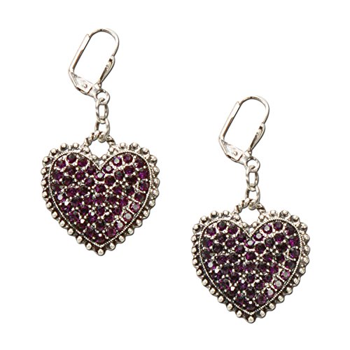 Preisvergleich Produktbild Alpenflüstern Trachten-Ohrhänger Strass-Herz Mia - Damen-Trachtenschmuck, Trachten-Ohrringe lila-violett DOR032