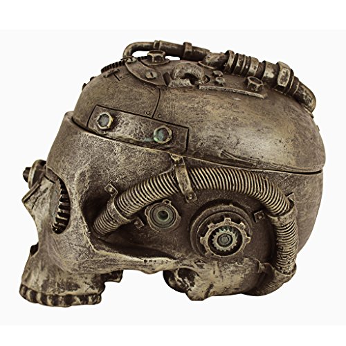 Design Toscano Steampunk Skull Containment Vessel Gothic Stash Box Statue, Polyresin, Antique Brass, 19 cm steampunk buy now online