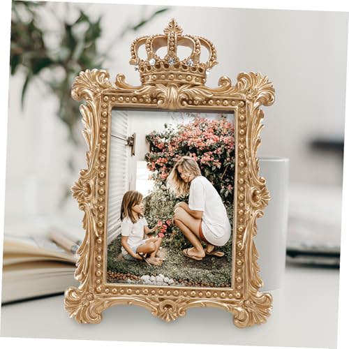 Cadre photo vintage 7 pouces doré avec strass Tofficu pour décoration rétro de bureau - 7
