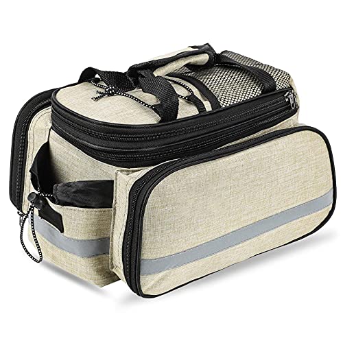 Sacoche arrière de vélo étanche beige grand format pour VTT et cyclotourisme