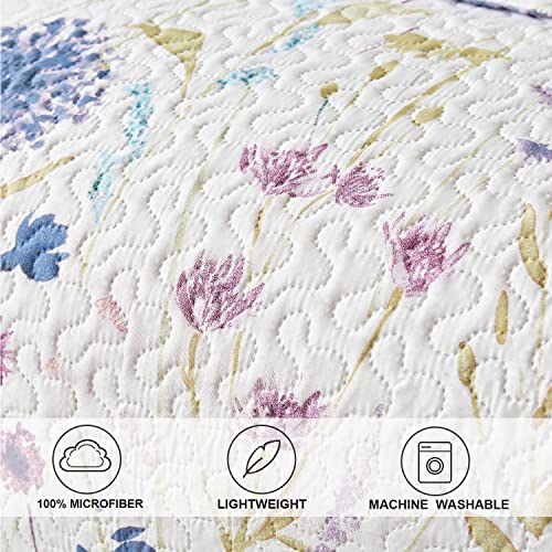 Image of Twin Daybed Cover Set Floral Daybed Bedding 3 Piece Reversible Cozy Day Bed Cover Double Sided Quilt Bedding Purple Flower DayBed Comforter All Season for Twin Bed with 2 Standard Shams,39 inchx75 inch