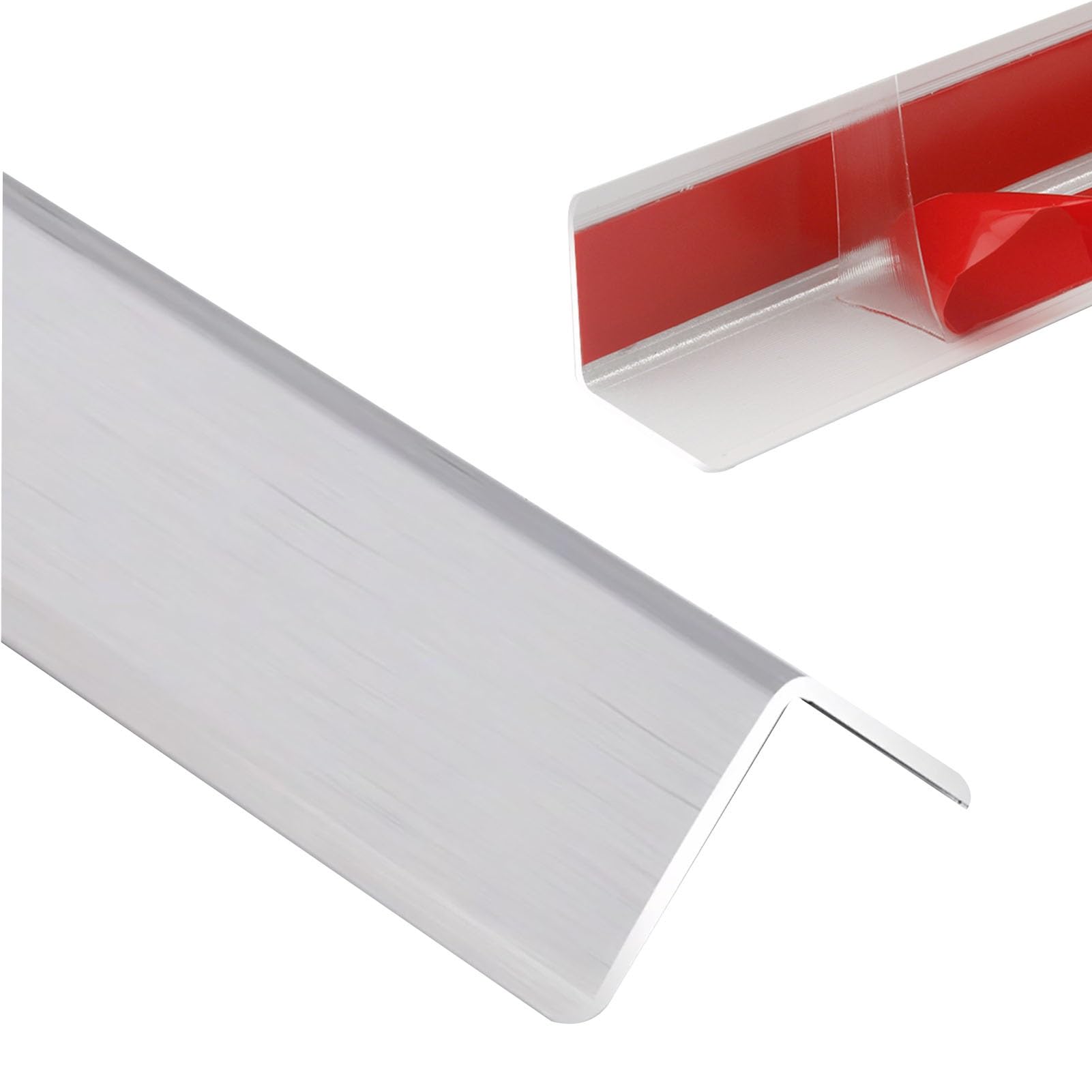 Protectores de esquina de aluminio para paredes, protector de pared de esquina autoadhesivo, tira de borde de sala de estar para interiores, dormitorio, fácil de cortar e instalar, longitud plateada