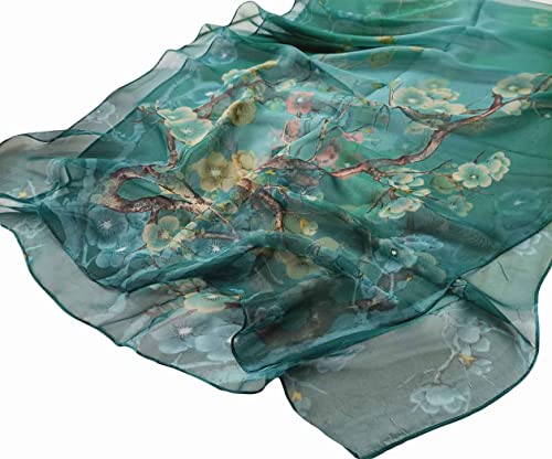 Image of Pokeedioty Scarfs for Women Lightweight Scarves Elegant Floral Pattern Sheer Scarfs Shawls Wraps