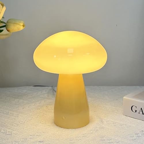 Linda lámpara de mesa de cristal retro creativa para decoración de dormitorio, luz de escritorio vintage, sala de estar, noche de noche (beige)