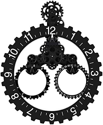 Hunter Garden Crafts Mechanical Style Gear Clock Wall-Premium Plastic and Metal Parts Material, Perfect 3D Moving Gear Clock Wall Quartz Movement Wall Clock