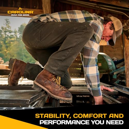 Image of Carolina Spruce 8 inch Soft Toe Waterproof Logger Work Boot for Men, Durable Leather, Oil & Slip Resistant, EH Rated