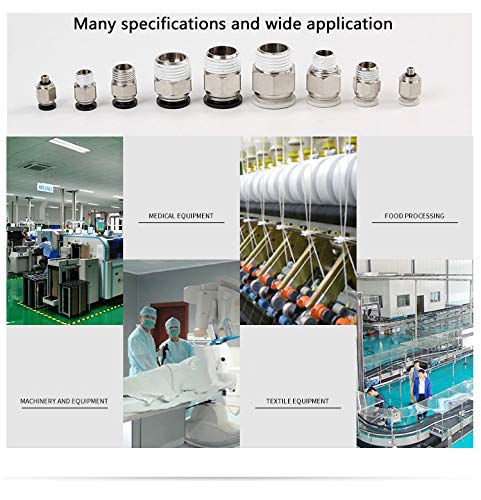 1/4" PT Male Thread 6mm Straight Pneumatic Push in Quick Fitting Connectors for PETF Tube 10Pcs