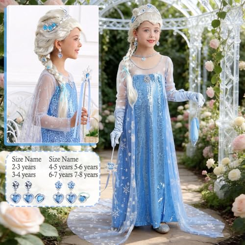 Vestido de Princesa Azul para Niñas con Accesorios miniatura 4