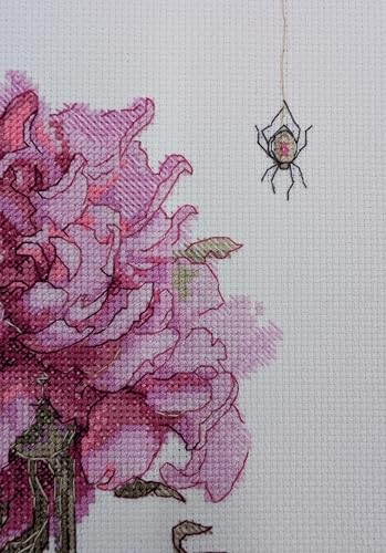 Image of Aine - Peonies. Grace A1008, Cross Stitch Kits 8 inchx11, Cross Stitch Kits for Beginners & Advanced, Crossstitching Kits Adult, Counted Cross Stitch Kits for Adults, Flowers Embroidery Kit