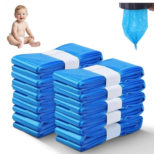 10 Pack Nappy Bin Refill, 4.5m Diaper Pail Refill Bags Compatible with Tommee Tippee Twist & Click and Sangenic TEC Bins All Models of Trash Bins, Multi-layered odor-proof for Nappy Disposal (Blue)