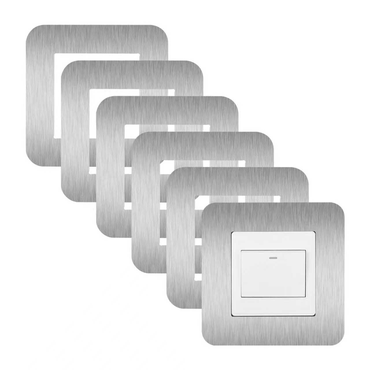 JJWNMLL Light Switch Cover Plates,6Pcs Silvery 3.38 Inch Light Switch Surround,Surround Single Light Switch Cover,Switch Sticker Cover,WallFor Home Wall Switch Decoration — image 1