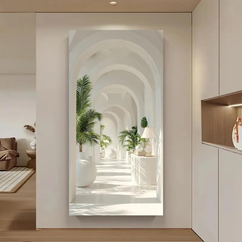 GKUVBF Tableau moderne sur toile « Arche blanche paradis » pour salon, décoration intérieure moderne (90 x 180 cm/sans cadre)