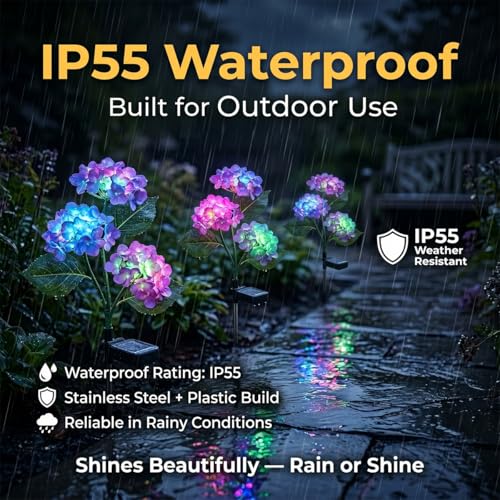 Image of hardoll Plastic Solar Decorative Light Hydrangea Flower Shaped RGB Color LED Lamp For Waterproof Outdoor Home Garden Yard(Lavender Color-Pack Of 1)