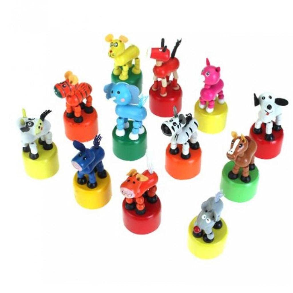 OnsinicWooden Animal Push Up Press Base Toy with Base Interactive Home Decoration for Kids Birthday Gift