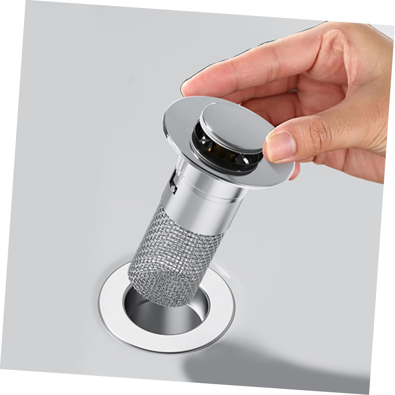 Sewroro 6 Piezas Tapón de Desagüe para Lavabo Unidades Diseño Pulsador Resistente de Abs y Acero Inoxidable Filtro Antiolor y Antiobstrucción para Fregadero