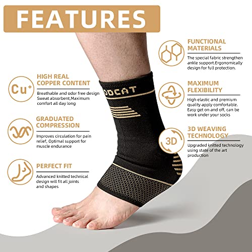 Copper Ankle Brace Support For Men & Women (Pair), Copper Infused Ankle Support Compression Sleeve For Plantar Fasciitis, Sprained Ankle, Achilles Tendon, Pain Relief, Recovery, Running, Exercise, Daytime Or Night Use (M) #TOP4