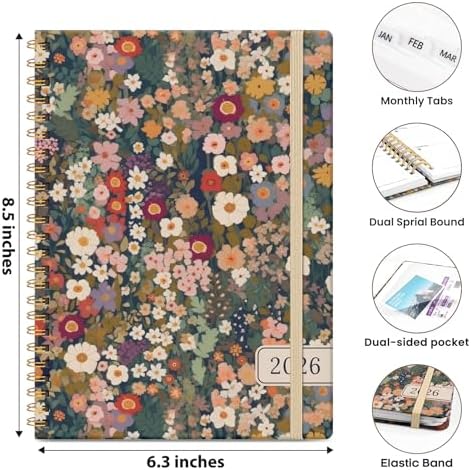 Hardcover 2026 Planner, Weekly and Monthly Calendar,
