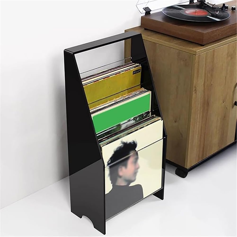 Akrylowy stojak do przechowywania i eksponowania płyt winylowych, regał na płyty CD i czasopisma z podziałem na poziomy, pomieści 40-45 albumów,B