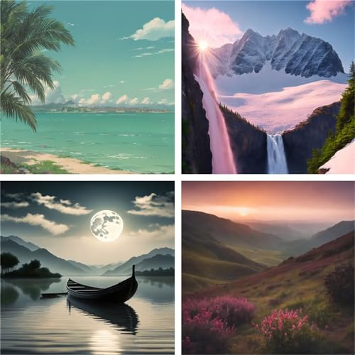 5D Diamond Painting Adulte paysage marin : grand format broderie diamant DIY