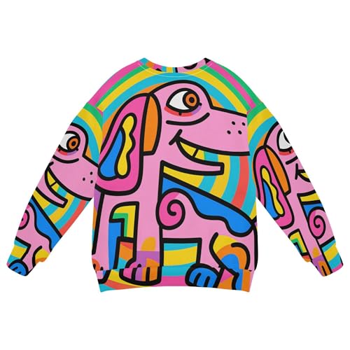 Wudan Colorful Dog Art Big Boys Sweatshirt Hoodie Fleece Outerwear for Kids2