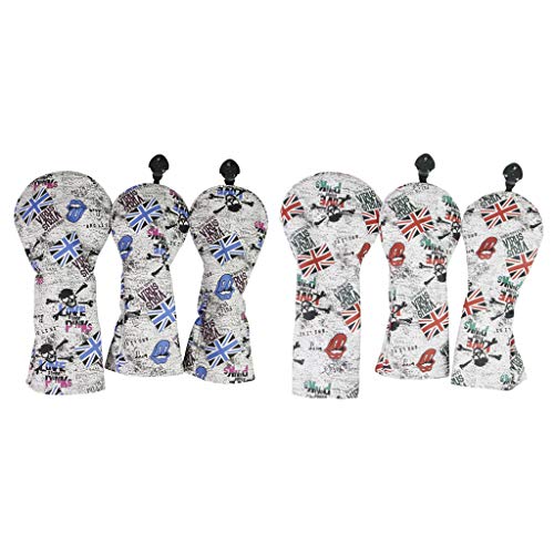 YIJU Conjunto 3 Bandeira Golf Madeira Tampa Da Cabeça para Golf Woods Driver Vermelho/Azul - Vermelh