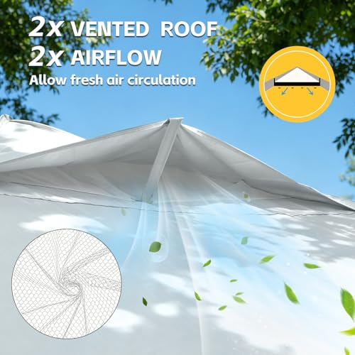 10x10 One Push Pop Up Canopy Tent with Vented Roof, White - Image 3