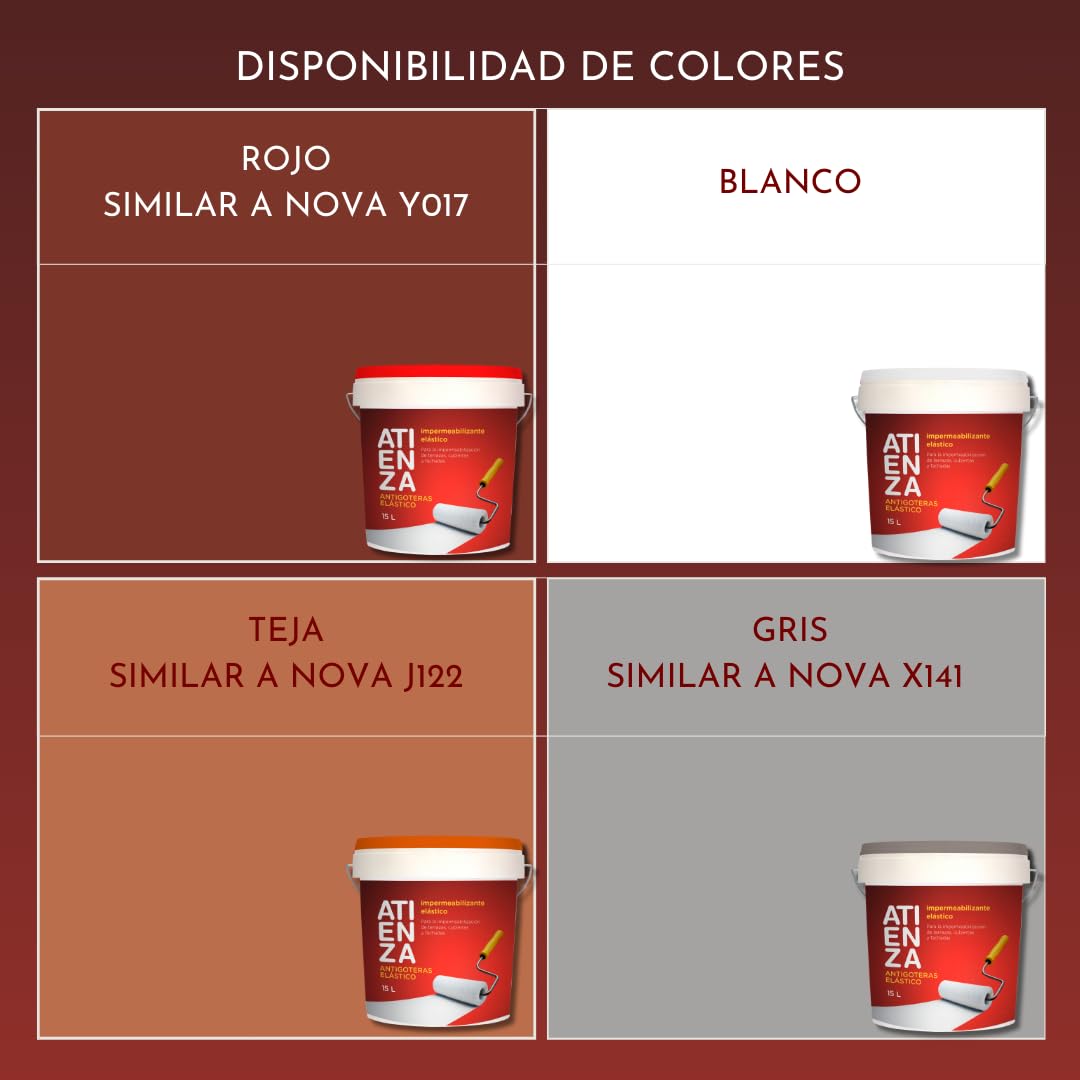 Impermeabilizante elástico antigoteras ATIENZA. De facil aplicación, Para impermeabilizar Terrazas Cubiertas y fachadas. (GRIS, 15 L)