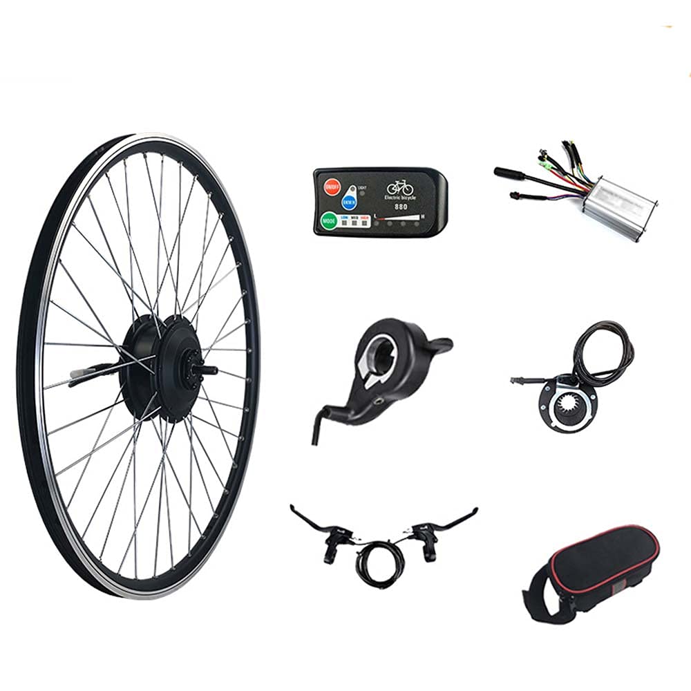 ZYXU Electric Bike Conversion Kit 36V350W E-Bike Conversion Kit Electric Bike Kit E-Bike Electric Bike Brushless Motor Hub 16" 20" 24" 26" 27.5" 28" 29" 700C, Front Wheel, with LED880 Display,29"