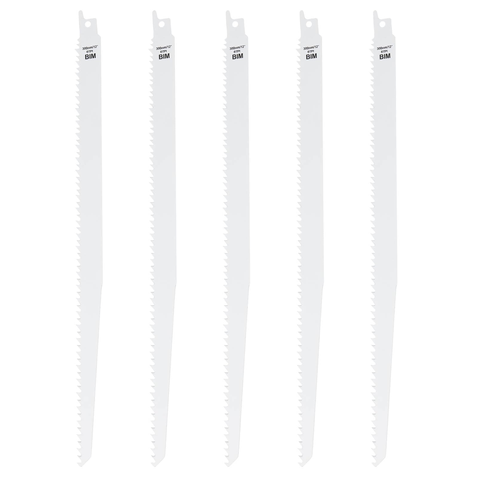 YINETTECH 5 Pcs Reciprocating Saw Blades 300 mm 6 TPI Replace OEM P-05016 Compatible with Makita for Wood and Drywall