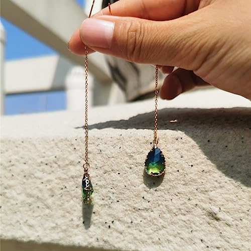 WANGGAO Stainless Steel Water Drop Long Chain Earrings for Women Linear Crystal Threader Earrings Jewelry3