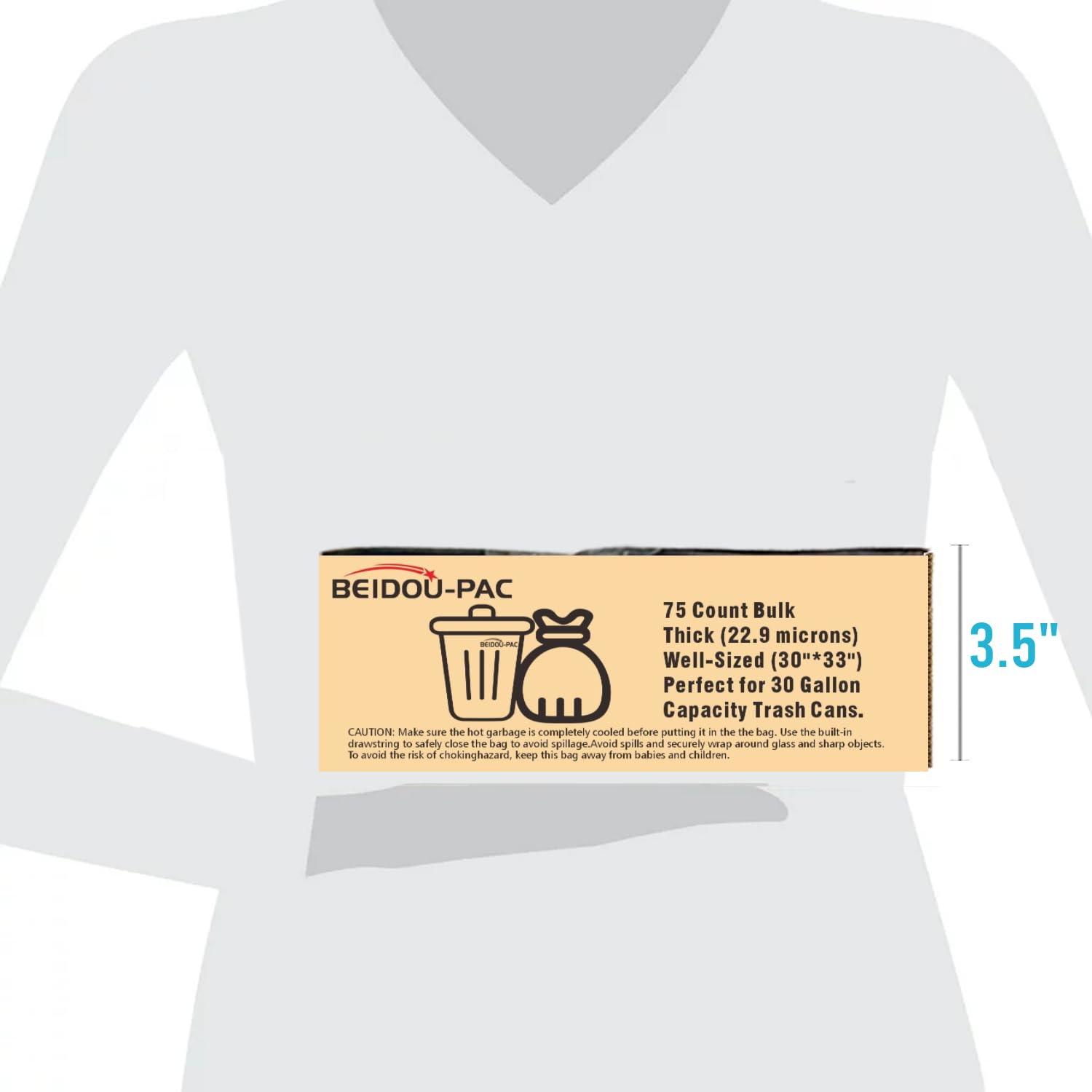BEIDOU-PAC Bolsas de basura de 30 galones con cordón, 75 unidades a granel, negras y sin perfume, bolsas de basura multiusos para negocios, hogar, cocina, comercial e industrial
