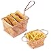 2 PCS Mini Cestas Patatas Fritas Cestas para Servir Papas Fritas de Acero Inoxidable Mini Canastas para Papas Fritas Mini Cestas Freidora para Patatas Fritas Aros de Cebolla, Oro Rosa