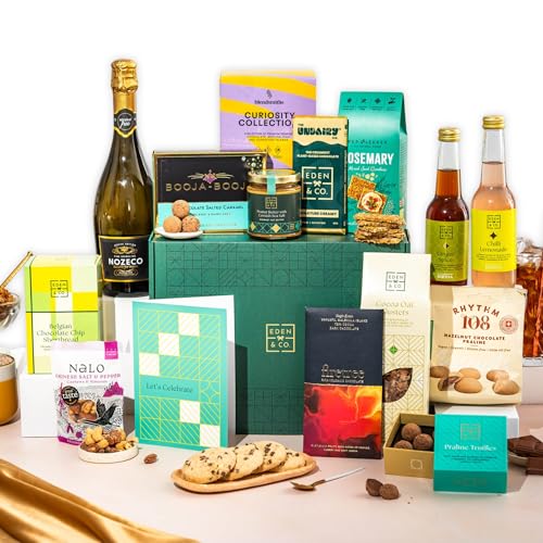 Celebration, Wedding Gift Hamper Basket, Luxury Gourmet Gifts for Women or Couples, The Perfect Anniversary Hamper by EDEN & CO - Plus 2 Non-Alcoholic Mocktail