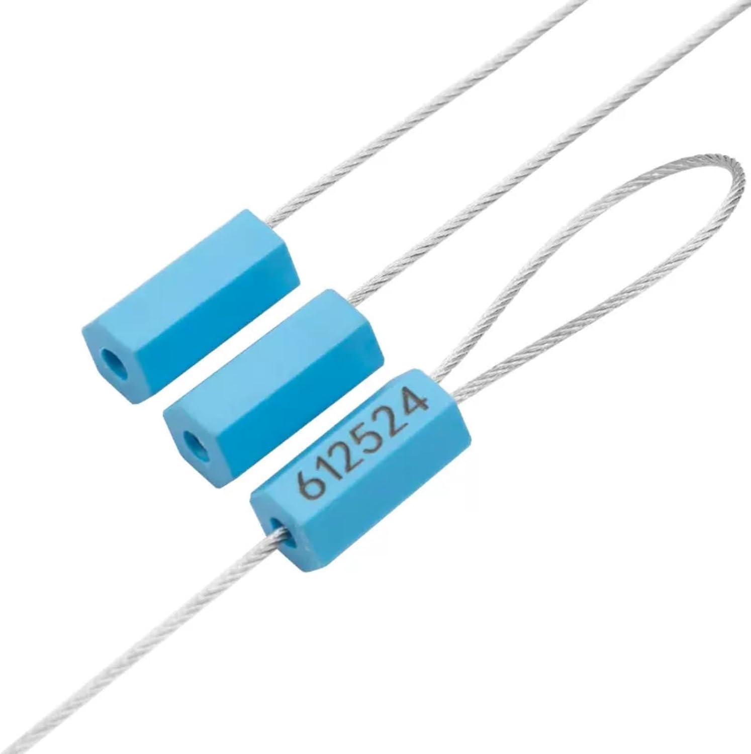 11.8 Inch 200 Pcs Blue Steel Security Cable Wire Seals Numbered Security Tags for Truck, Trailers, Cargo, Containers