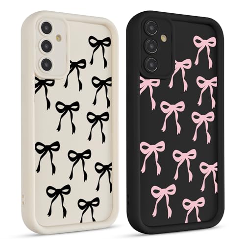 Coque avec nœud Samsung A17 5G : pack de 2 protections roses et noires pour un look tendance