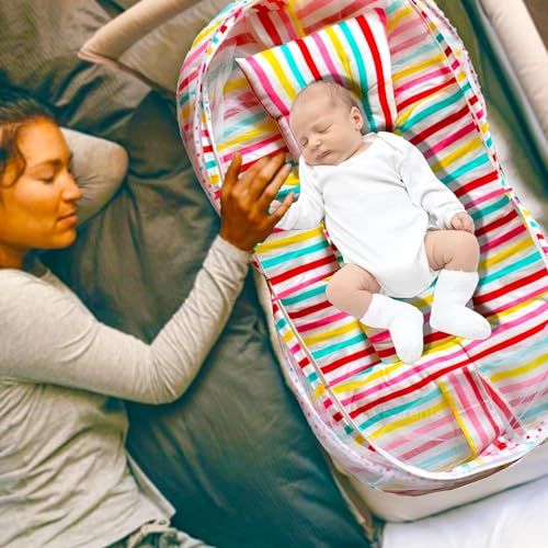 Image of VParents Mite (Stripes) Cotton Bedding Set & Mosquito Net