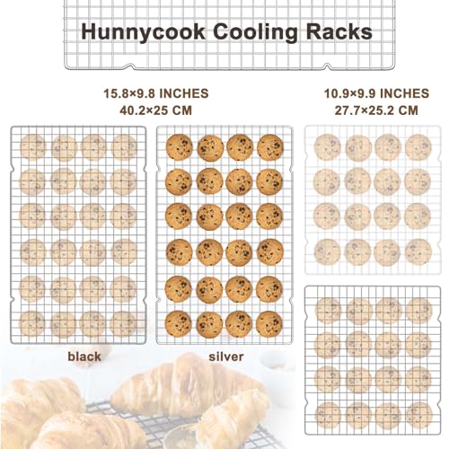 Image of Hunnycook 15.8 inchx9.8 inch Cooling Rack - 3P Stainless Steel Baking Rack, Oven Safe Cooling Racks for Cooking and Baking, Silver Roasting Rack & Wire Rack & Cookie Cooling Rack for Roasting, Grilling