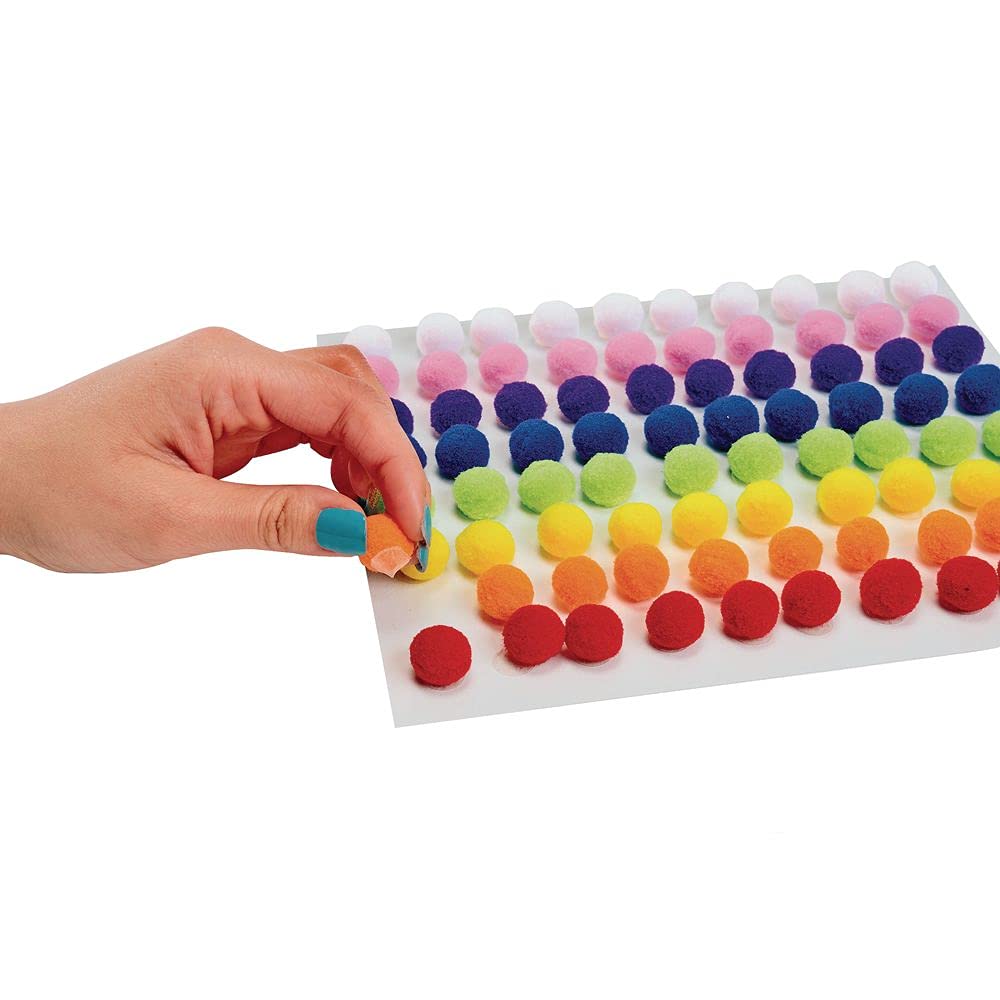 Colorations Self-Adhesive Pom-Poms, Pack of 240 – Colorful Pom-Poms for Arts and Crafts, Soft, Plush Top-Quality Acrylic – Versatile and Fun, Assorted Craft Poms-Poms in 8 Bright Colors