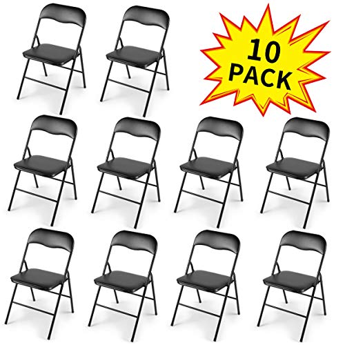 JAXPETY New 10PK Commercial White Plastic Folding Chairs Stack-able Wedding Party Chair w/Soft