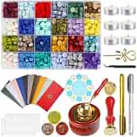 Kit 500 Perles Cire à Cacheter - 24 Couleurs + Bougies + Outil - Pour Enveloppes, Invitations