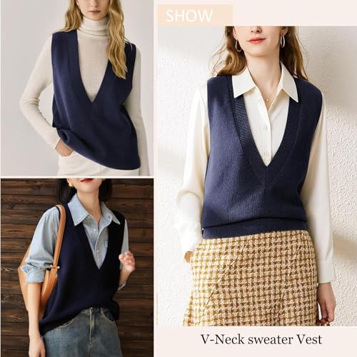 Zuevi Women'S Sweater Vest V Neck Sleeveless Pullover Knitwear Tops Casual Trendy Solid Crop Knitted Sweaters Vests thumb #5