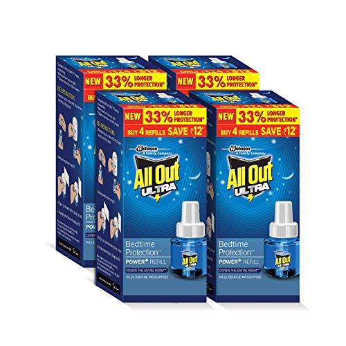 Image of All Out Ultra Bedtime Protection Power + Refill, 45ml (Pack of 4)