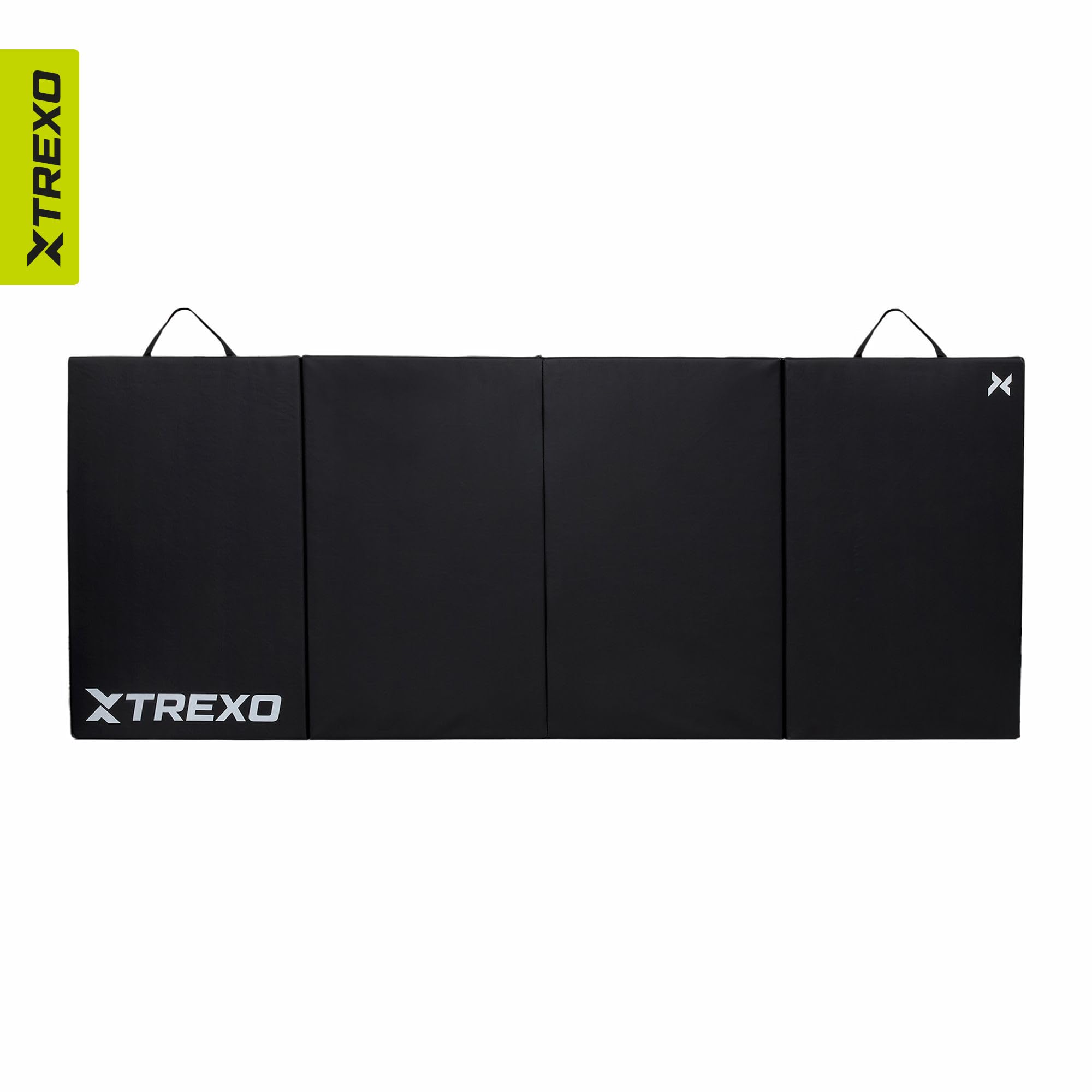 Klappbare Gymnastikmatte – Turnmatte 4-teilig – Kunstleder & EPE-Schaumstoff – Faltbar mit Tragegriffen – Rutschfest für Training, Yoga & Kinderzimmer (Schwarz, 195 x 80 x 5 cm)
