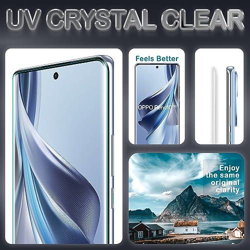 Image of ArmourPro UV Glue Tempered Glass for Reno 10, Reno 10 Pro & Reno 10 Pro Plus, Pack of 2, Curved Screen Protector, 9H Anti Scratch, Edge to Edge Coverage, HD Clarity, Easy UV Installation Kit