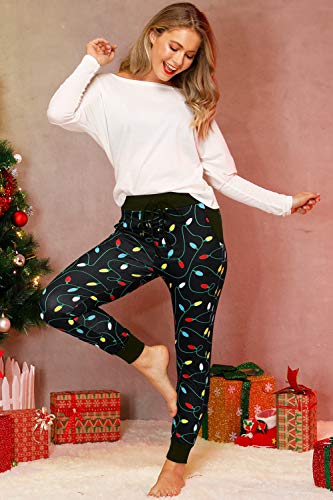For G And Pl Women Christmas Lounge Pants Sleep Xmas Print Drawstring Xmas Pajama Bottoms Christmas Light L #TOP3