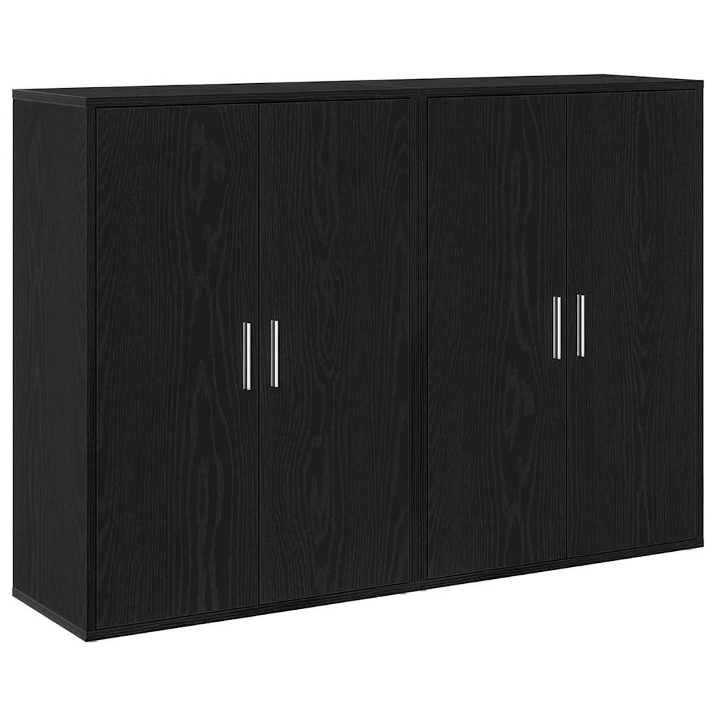 2-Piece Black Oak Engineered Wood Buffet Cabinets