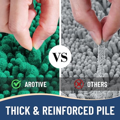 Image of Arotive Luxury Small Bathroom Rugs 24x16, Extra Soft Thick Absorbent Shaggy Chenille Bath Rugs, Machine Wash Dry, Bath Mats for Bathroom Floor, Tub and Shower, Home Decor Accessories, Emerald