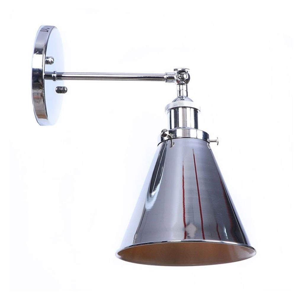 SXSCARKX Modern Industrial Wall Lamps, Bedroom Bedside Light, Minimalist Led Bed Reading Lamp Swing Arm Dimmable Headboard Surface Mount Brushed Chrome Finish Sconce Living Room Edison E27/